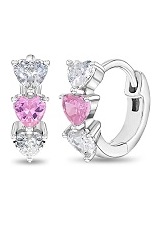 handsome silver 10mm heart cubic zirconia huggie baby earrings 